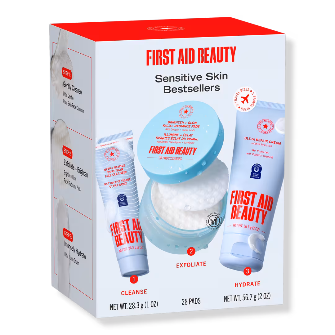 First Aid Beauty  Sensitive Skin Bestsellers – Skincare Routine Travel Set