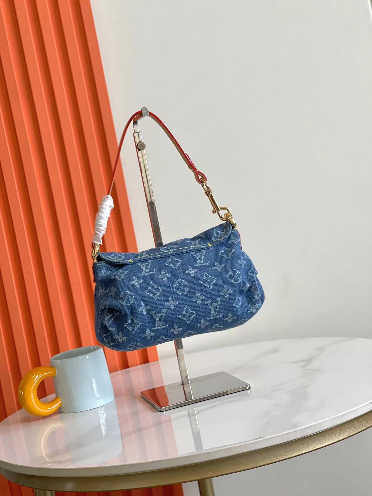 LV Monogram Denim Mini Pleaty Shoulder Bag
