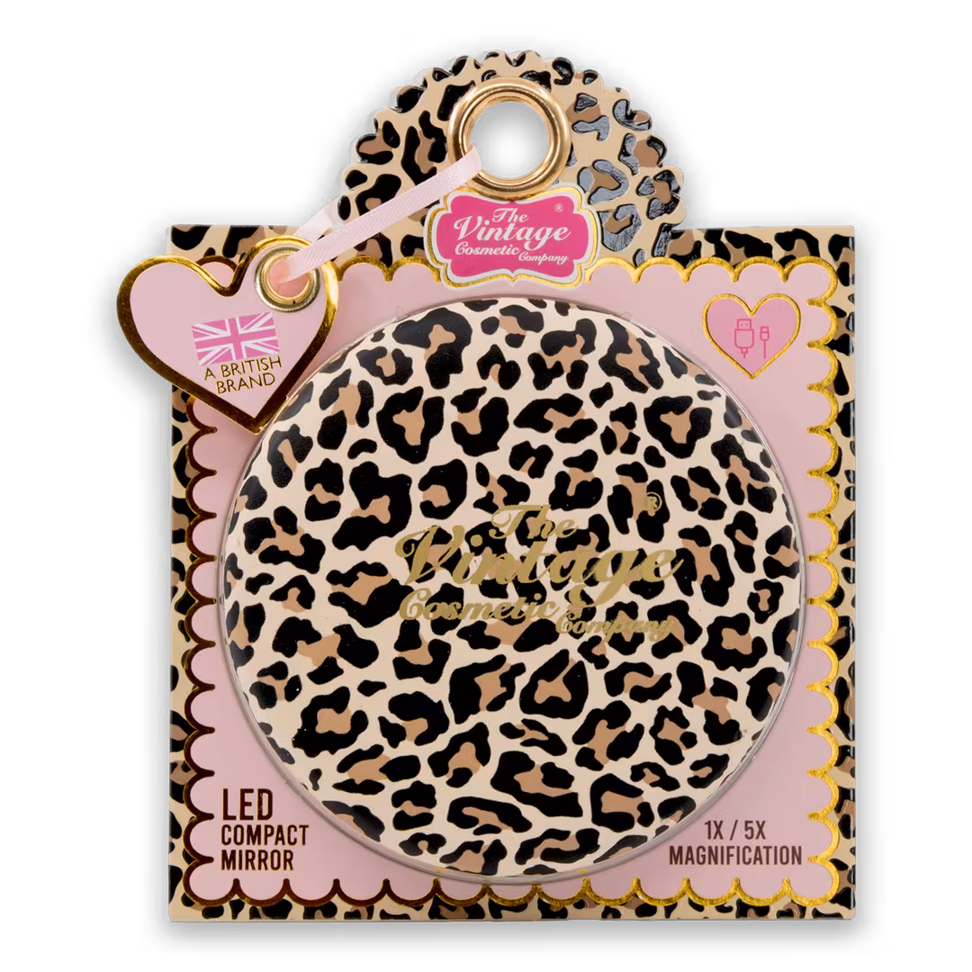 The Vintage Cosmetic Company  Leopard Print LED Compact Mirror