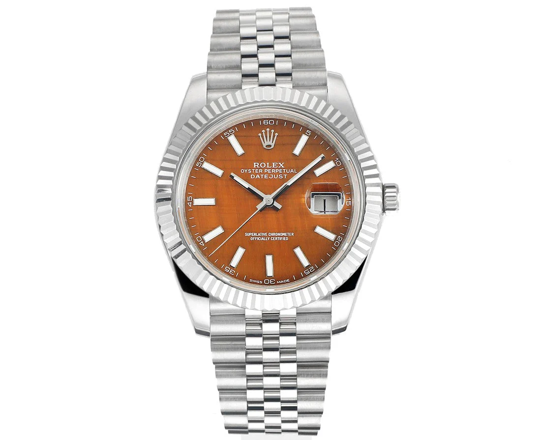 Rolex Watch DATEJUST 41MM CUSTOM STEEL CASE TIGER EYE DIAL Watch