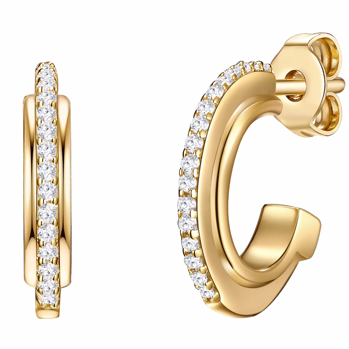 Creolen Sterling Silber Zirkonia in Gelbgold