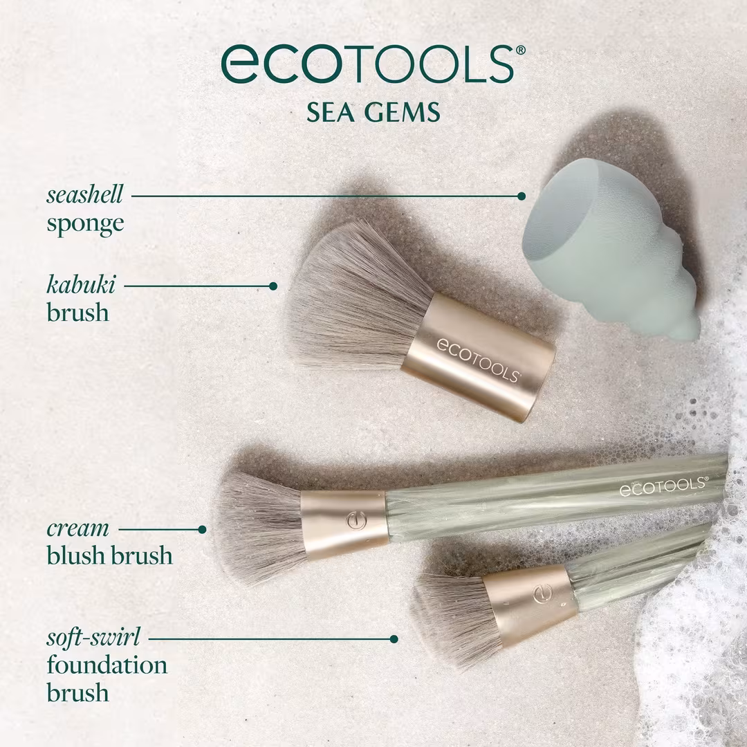 EcoTools  Sea Gems Face Makeup Brush & Sponge Set