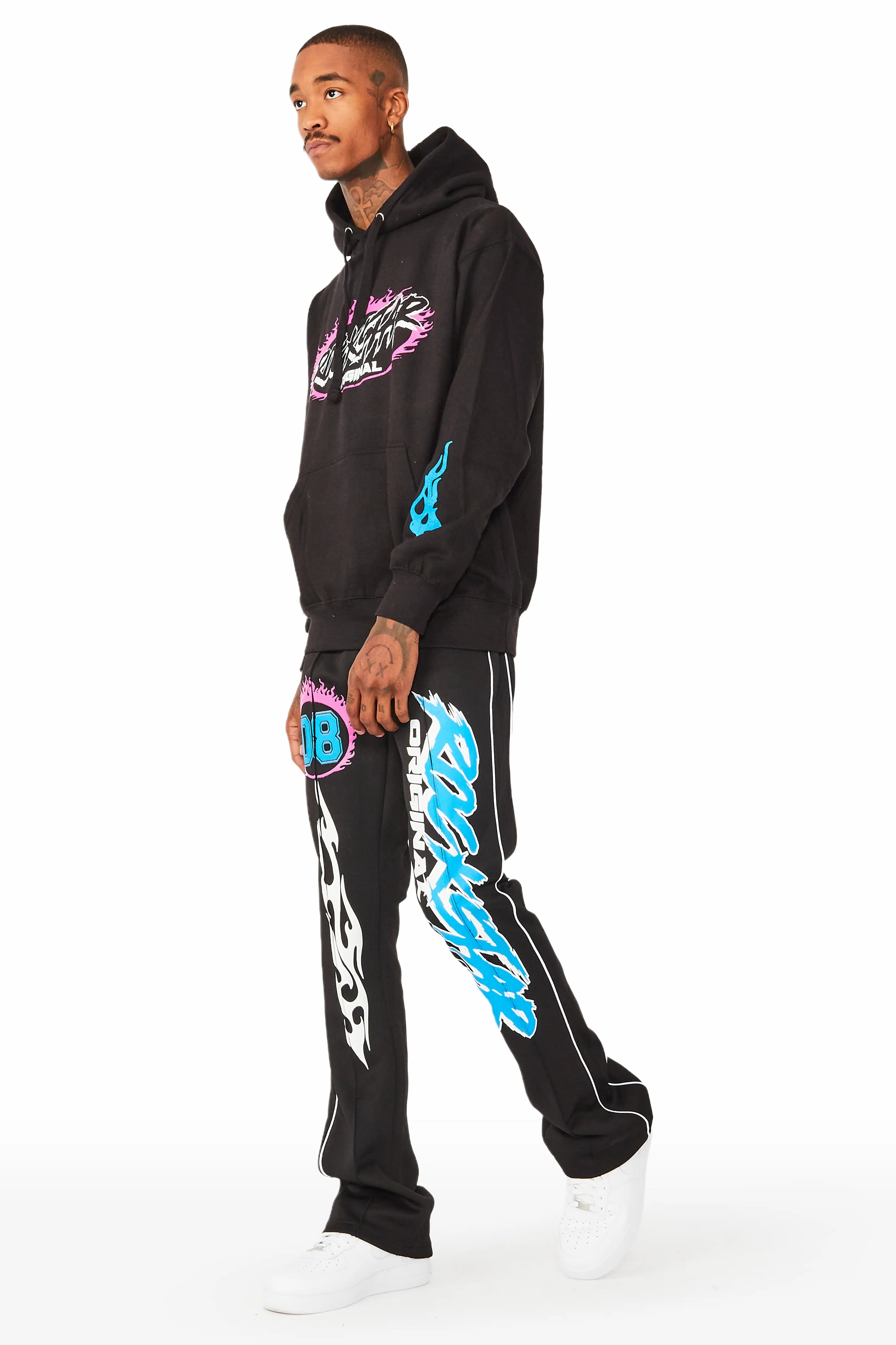 Draven Black Graphic Hoodie Track Set