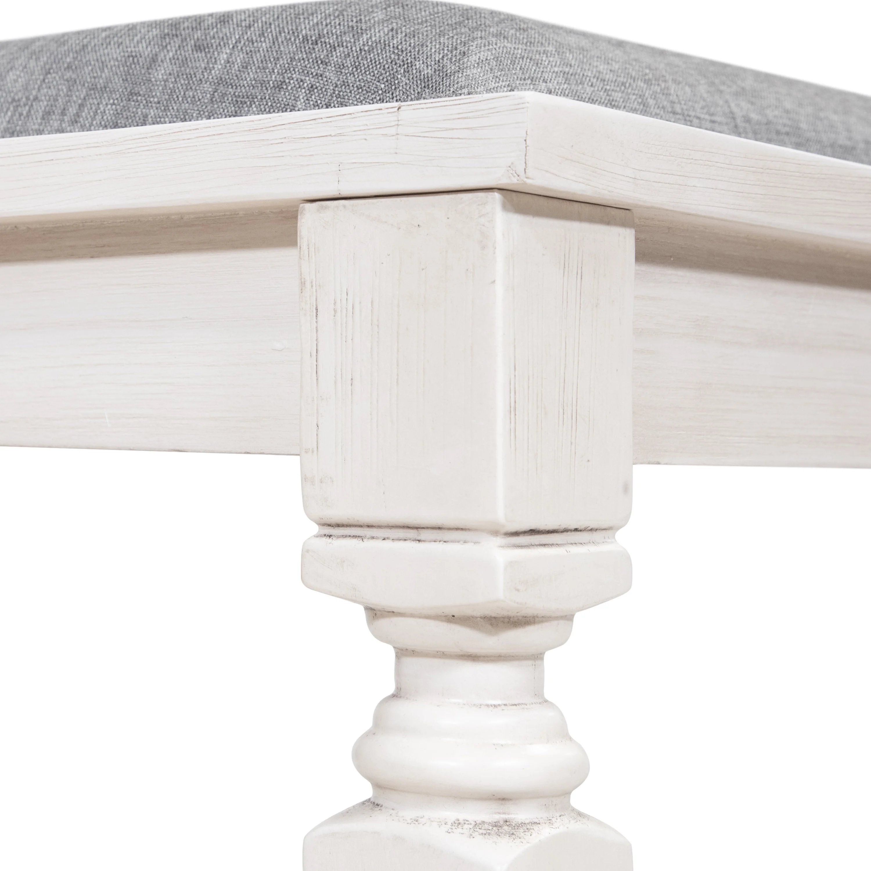24/7 Shop At Home 50" Marsh Wood Padded Dining Bench, Antique White