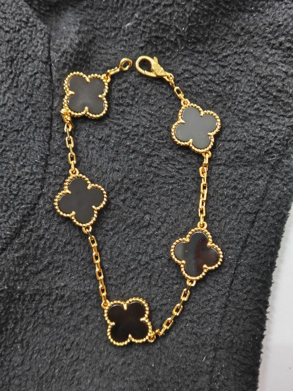 Van Cleef Bracelet Dupe – Black Clover Bracelet, Gold