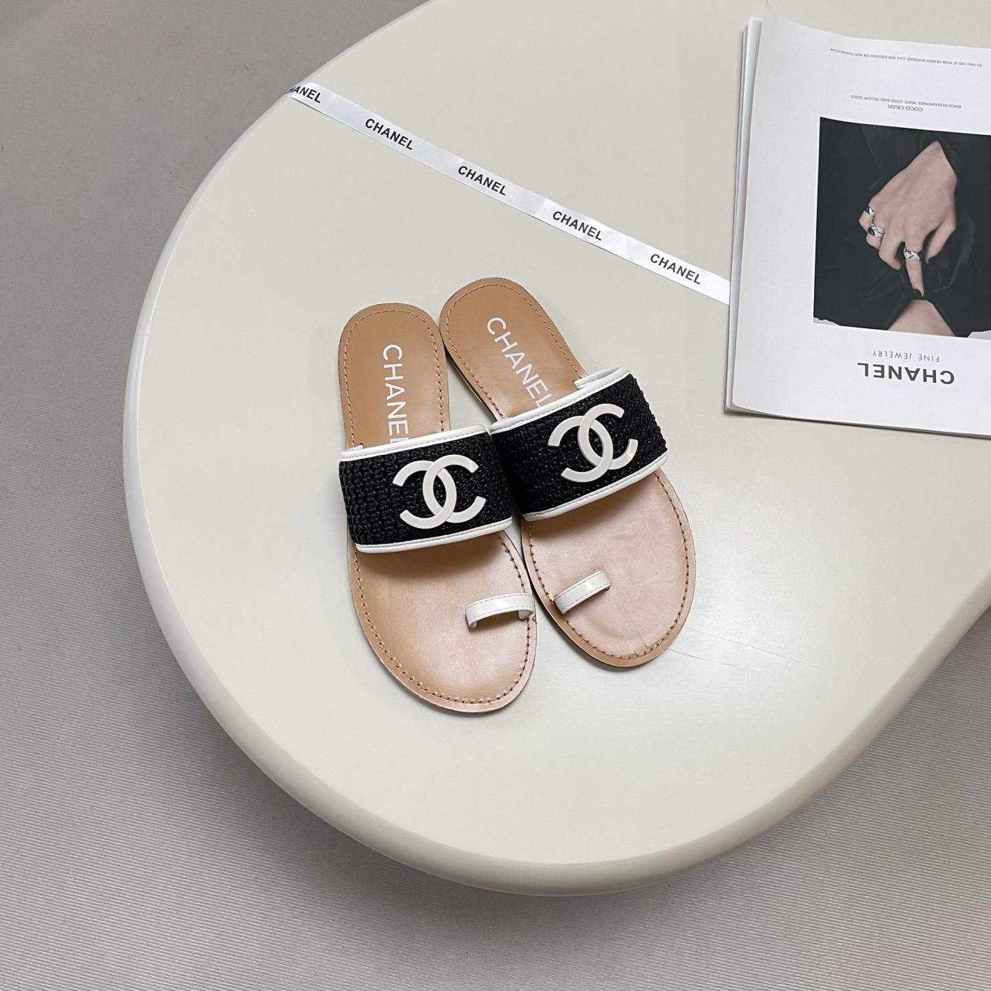 Chanel 26P Woven Thong Sandals