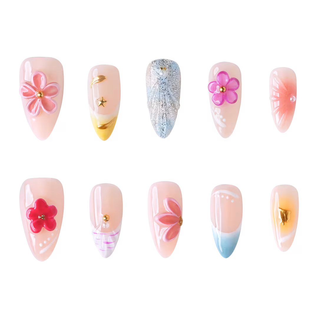 3H Nails  Miami - Medium Almond Press-On Nails