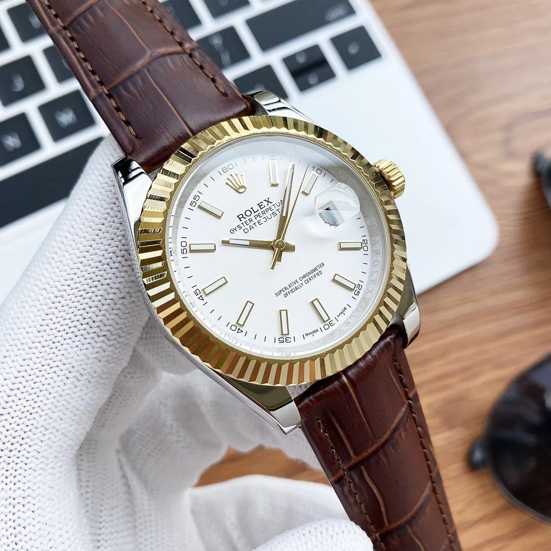 Rolex Watch DATEJUST 41 STAINLESS STEEL LEATHER STRAP Watch