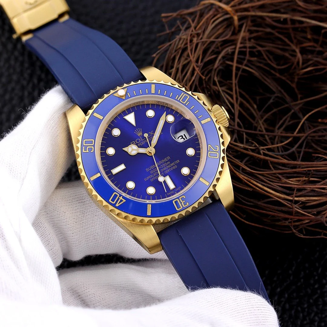 Rolex Watch SUBMARINER DATE 40 GOLD CASE RUBBER STRAP Watch