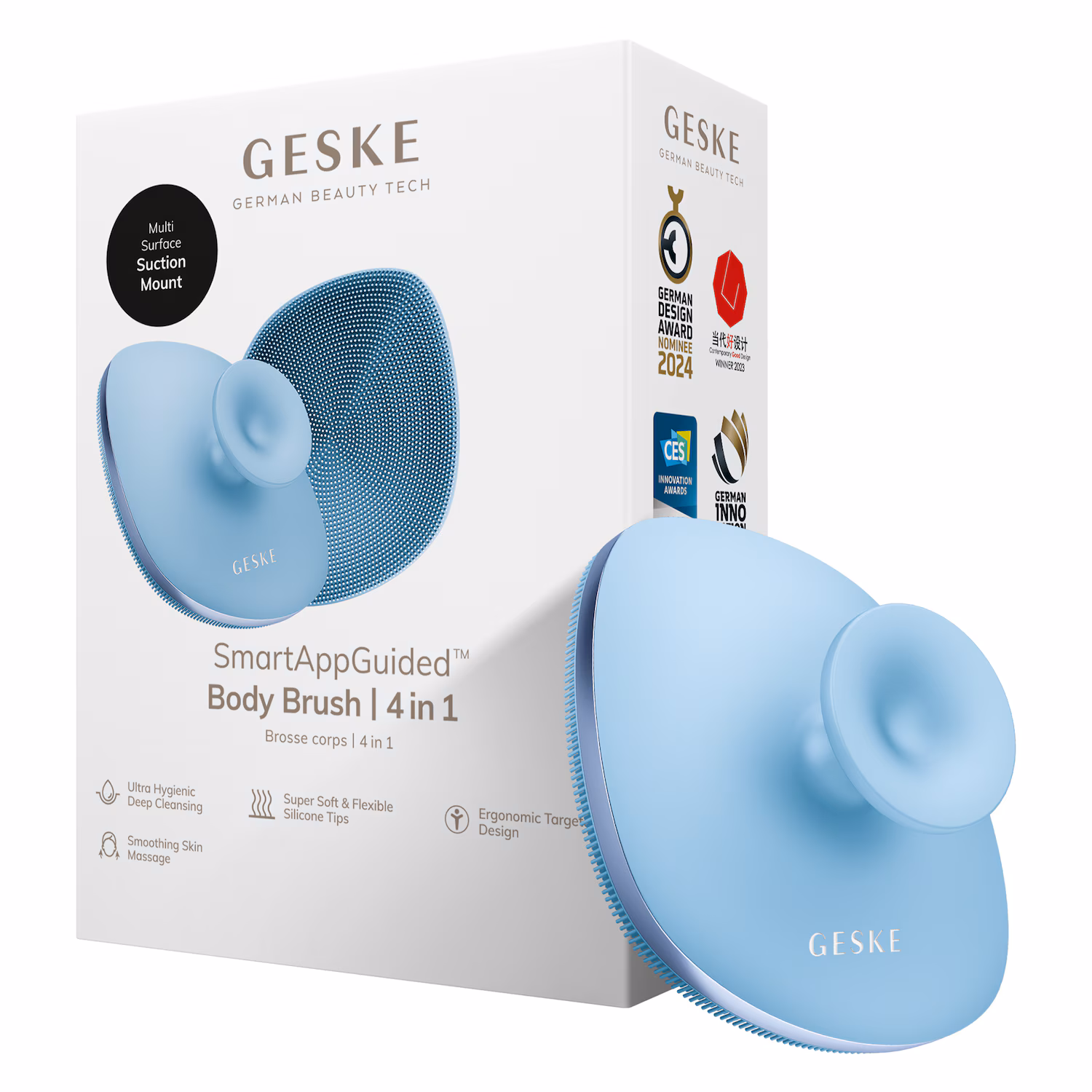GESKE Body Brush | 4 in 1 | Design mit Metallring | Reinigungsbürste