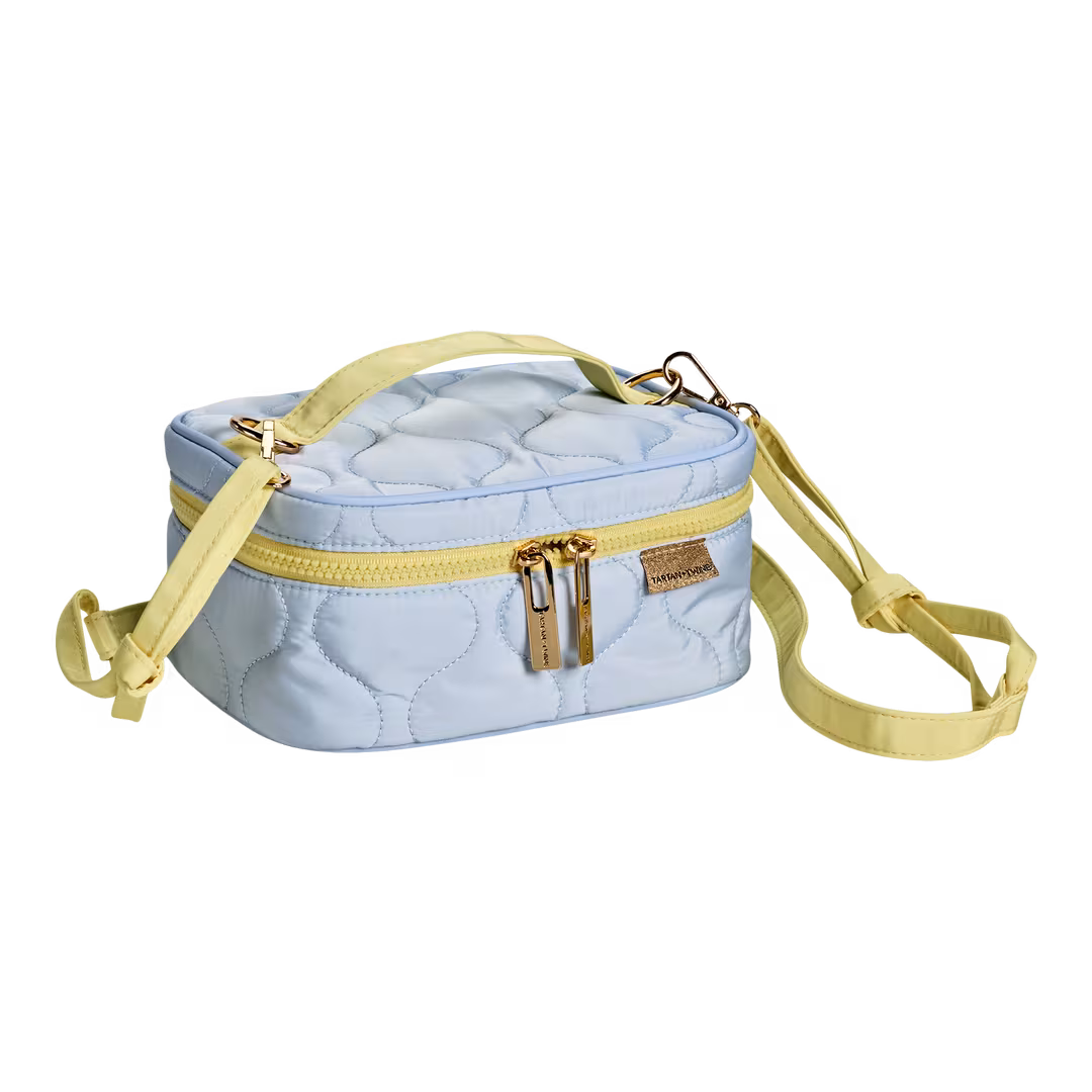 Tartan + Twine  Blue Mini Train Case With Strap