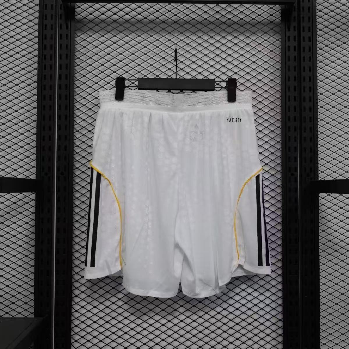 Real Madrid 25/26 Home Player Version Shorts | White Gold Trim Black Stripes RM Crest Adidas AEROREADY