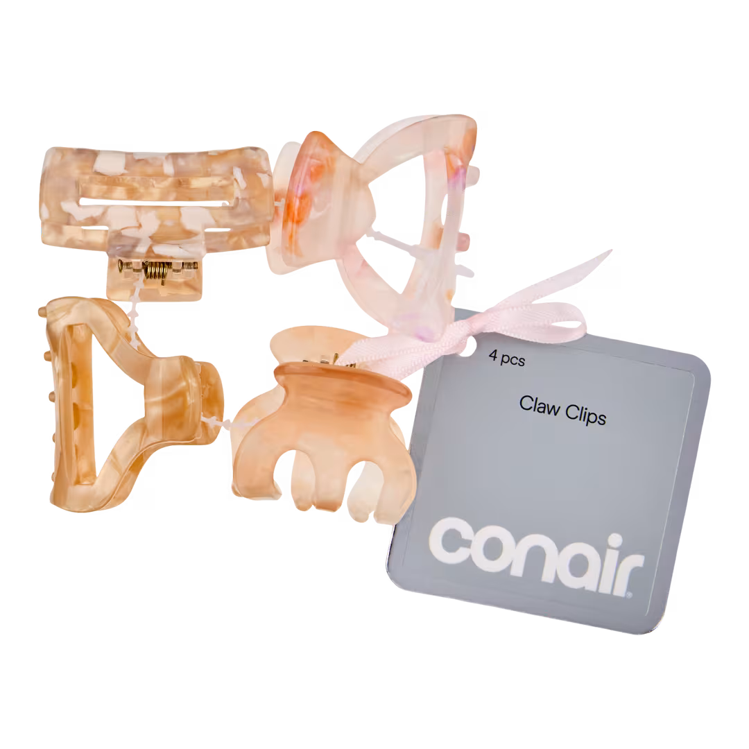 Conair Accessories  4 Pack Mixed Pink Acrylic Claw Clips