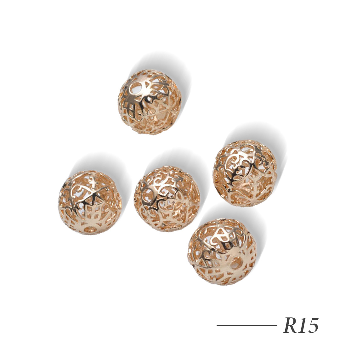 R15-Gold Plated Hollow Brass Round Spacer Beads for Bracelet & Necklace DIY Jewelry Making