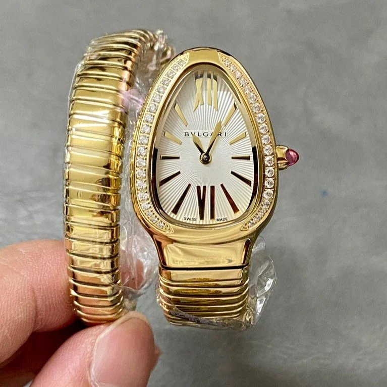 BVL Watch SERPENTI SPIGA GOLD DIAMOND BEZEL WHITE DIAL