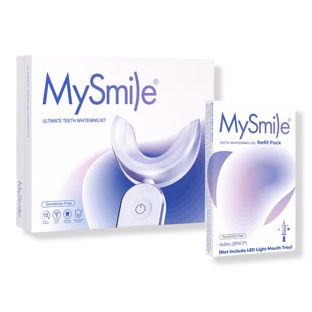 MySmile  Ultimate Teeth Whitening Kit with Enamel Strengthening Gel + Extra Gel Refill Pack Bundle