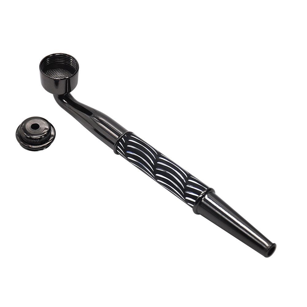 Wavy Stripe Metal Pot Pipe w/ Cap