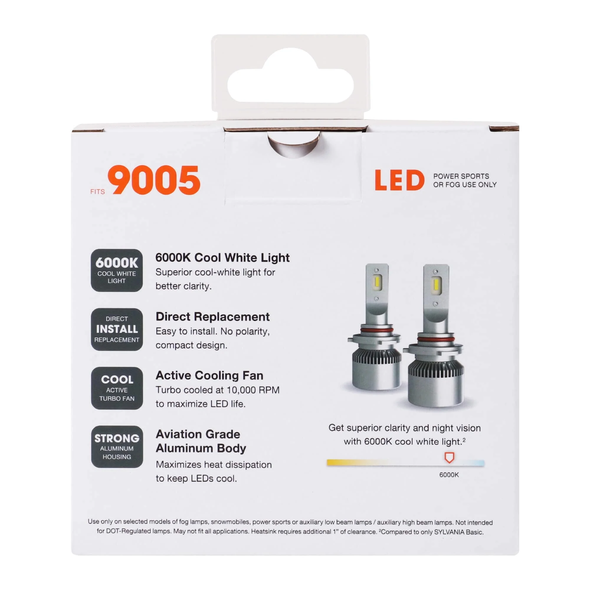 Sylvania 9005 LED Fog Light and Powersport Bulb, Pack of 2