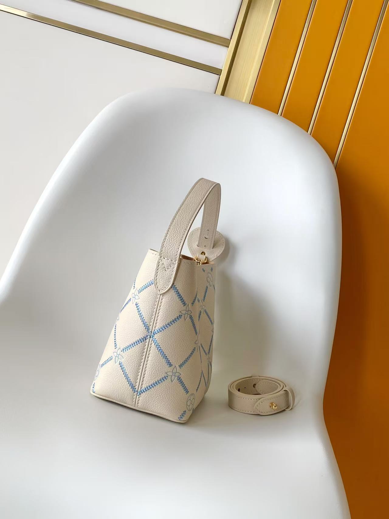 LV White Embroidered All In BB Handbag