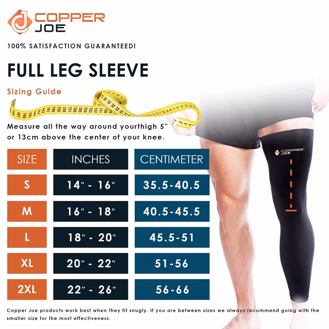 Copper Joe  Copper-Infused Full Leg Compression Sleeve