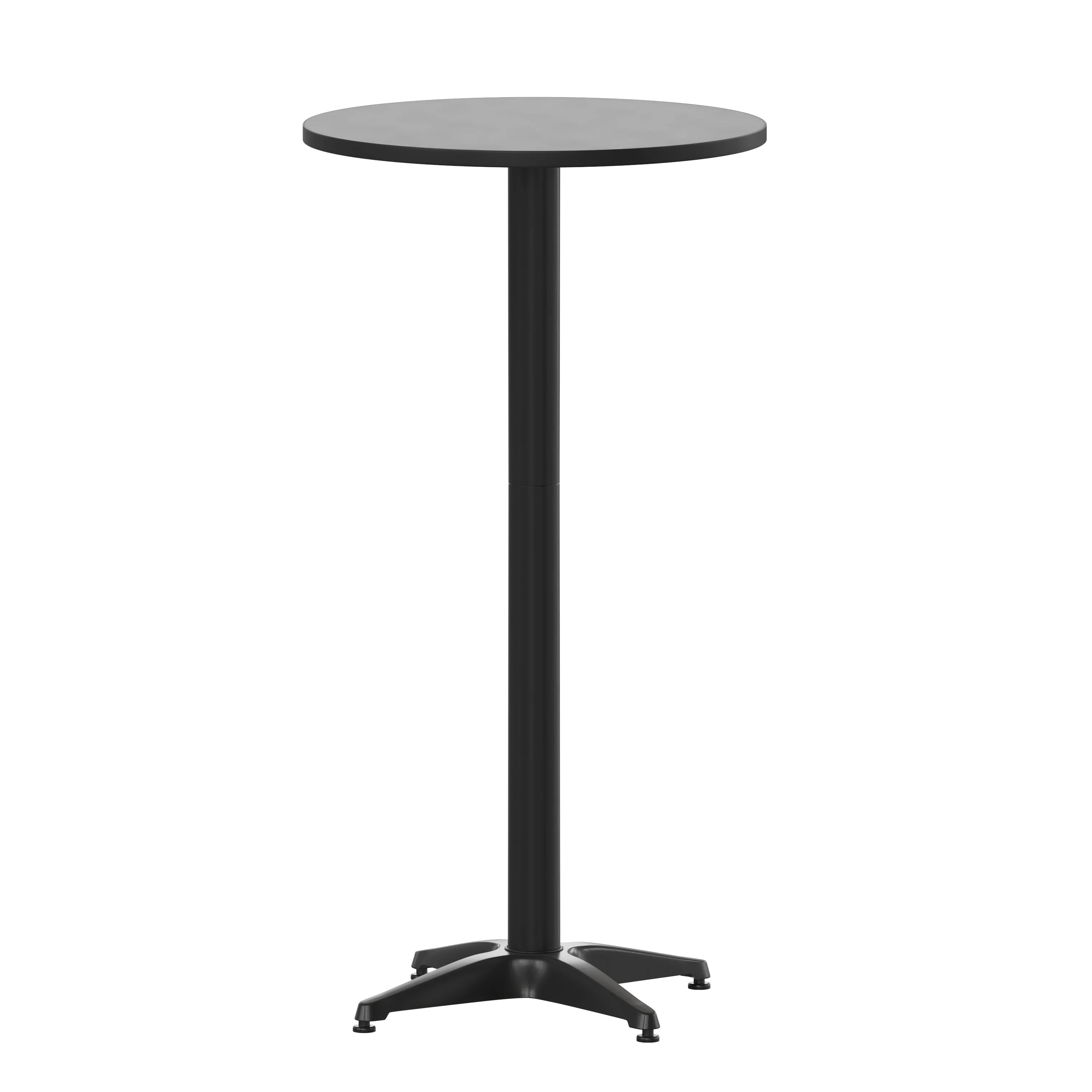 BizChair 23.5" Black Round Metal Indoor-Outdoor Bar Height Table