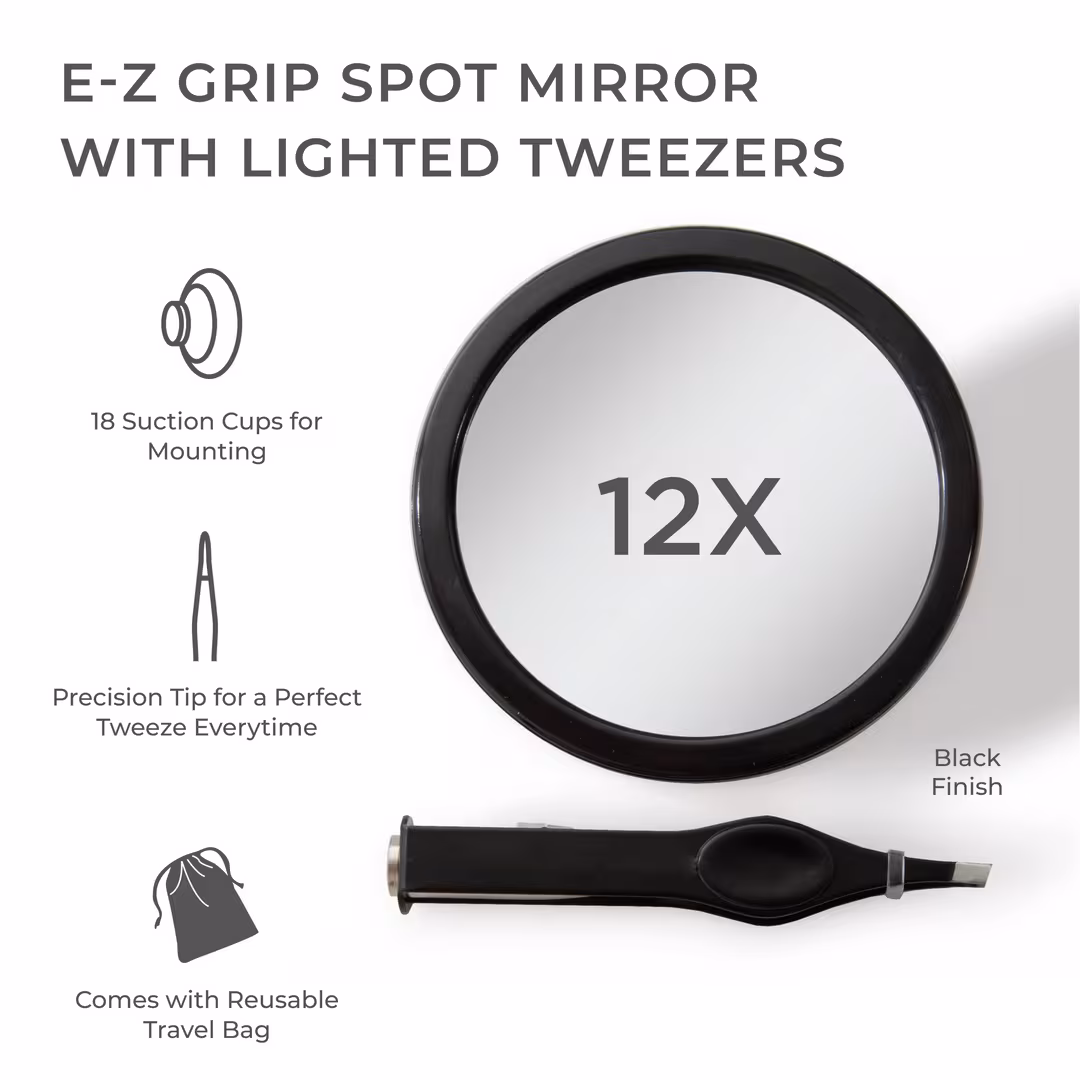 Zadro  Compact Mirror with 12X Magnification & LED Tweezer Set