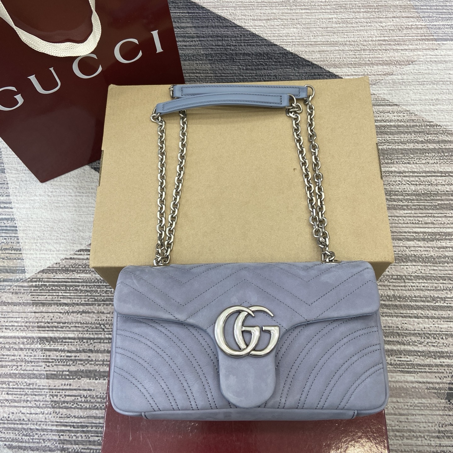 Gucci Bags GG Marmont Matte Nubuck Leather 837267 (10A Mirror Version)