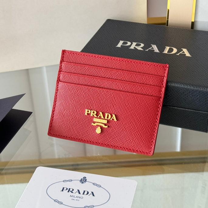 Prada  10 CARD HOLDER IN CHERRY RED CALFSKIN