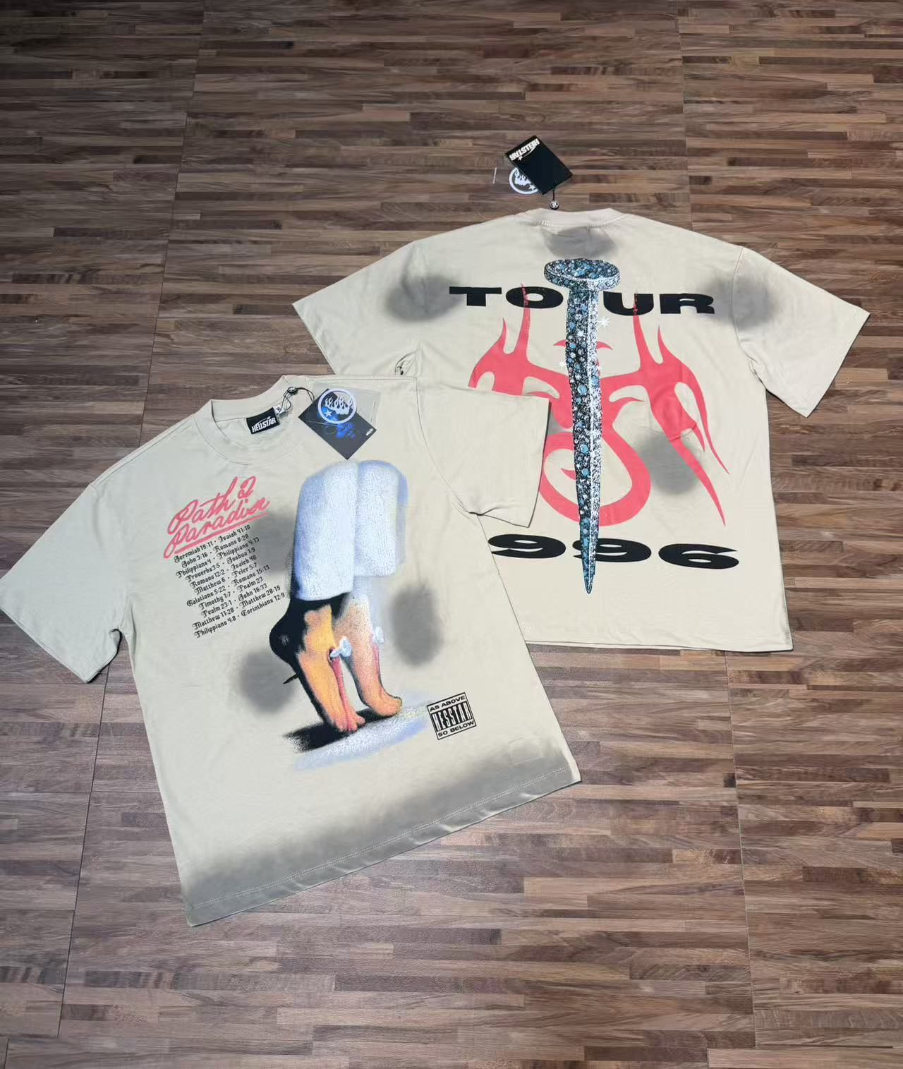 Cafe-colored vintage-style short-sleeved shirt with a vintage look achieved by tiptoe design