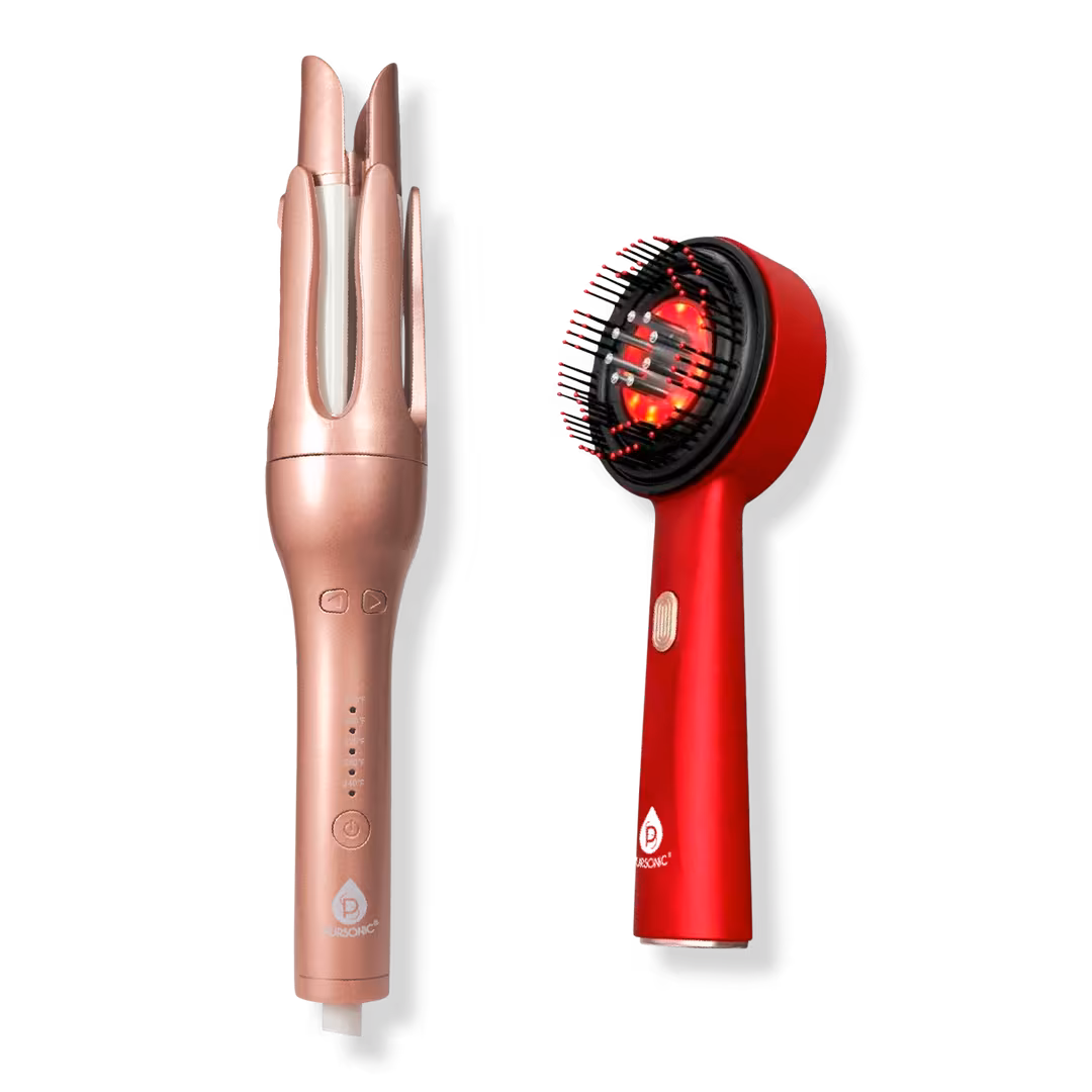 PURSONIC  LED Scalp Therapy Brush + Professional Automatic Curling Iron