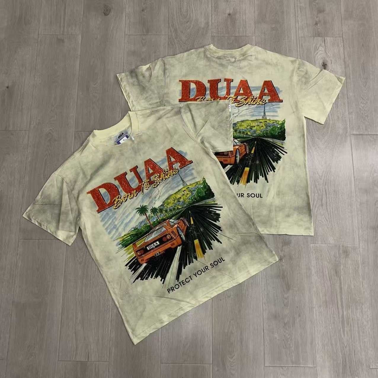 The latest trendy brand diamond-studded fashionable short-sleeved T-shirt
