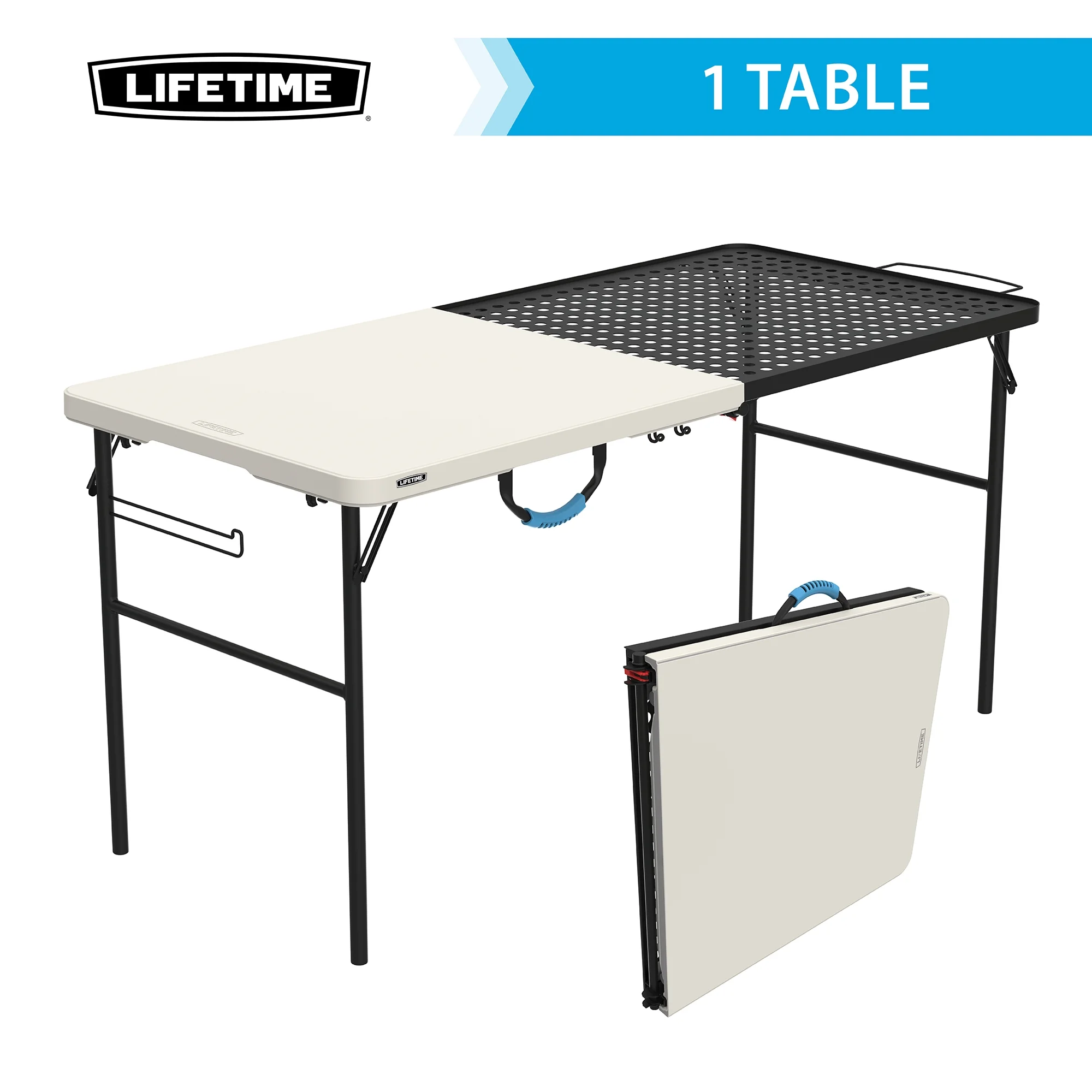 Lifetime 5' Fold-in-Half Camping Folding Table, Pumice (280875)