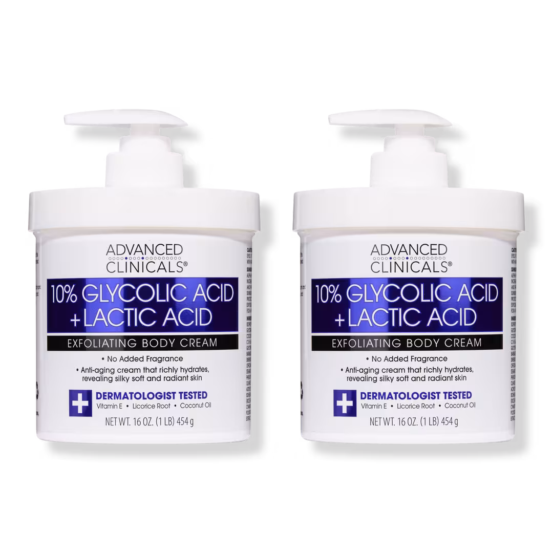 Advanced Clinicals  10% Glycolic Acid + Lactic Acid Exfoliating Body Cream