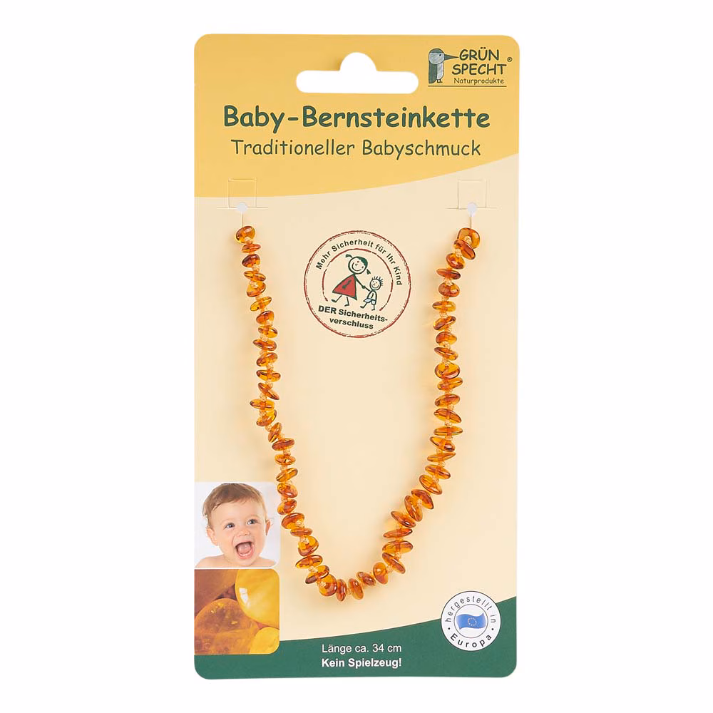Bernsteinkette - Flachbarock cognac