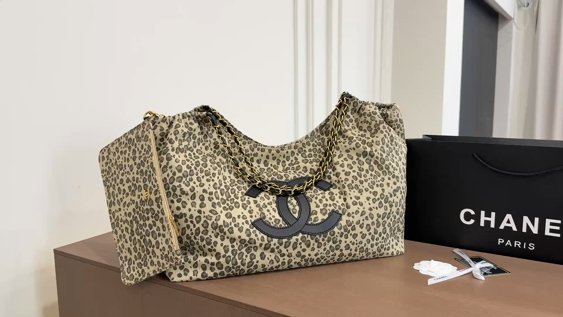 Chanel Leopard Print Large Tote Bag