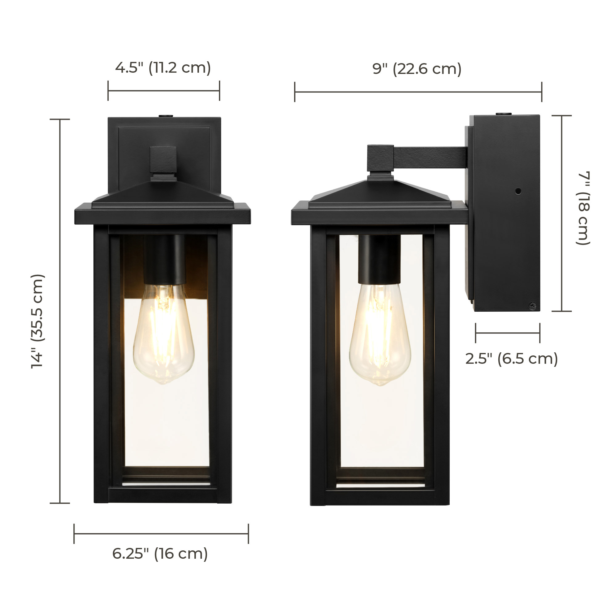 Globe Electric 14' Matte Black Outdoor Wall Light with GFCI Outlet