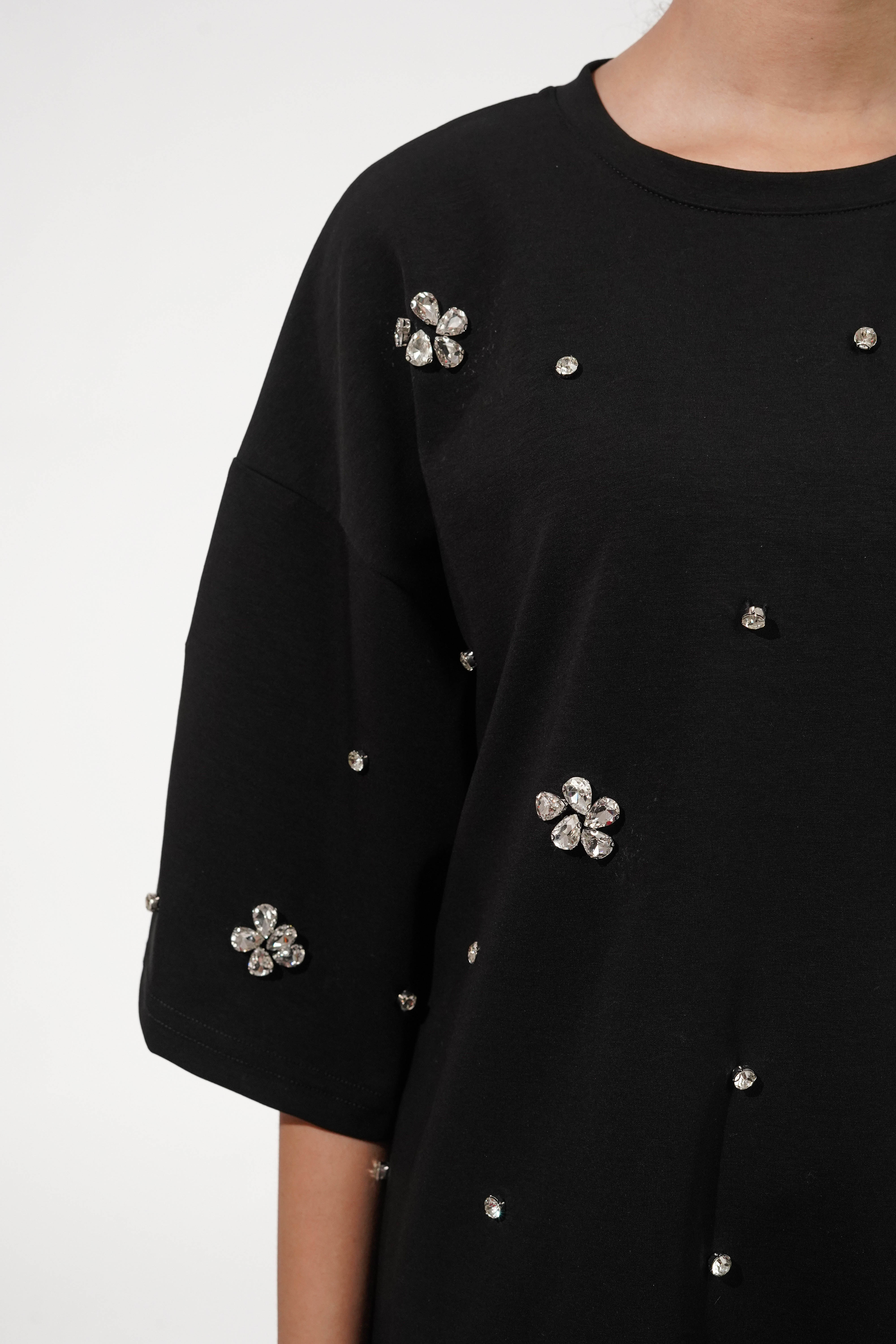 Hailey Black Rhinestone T-shirt