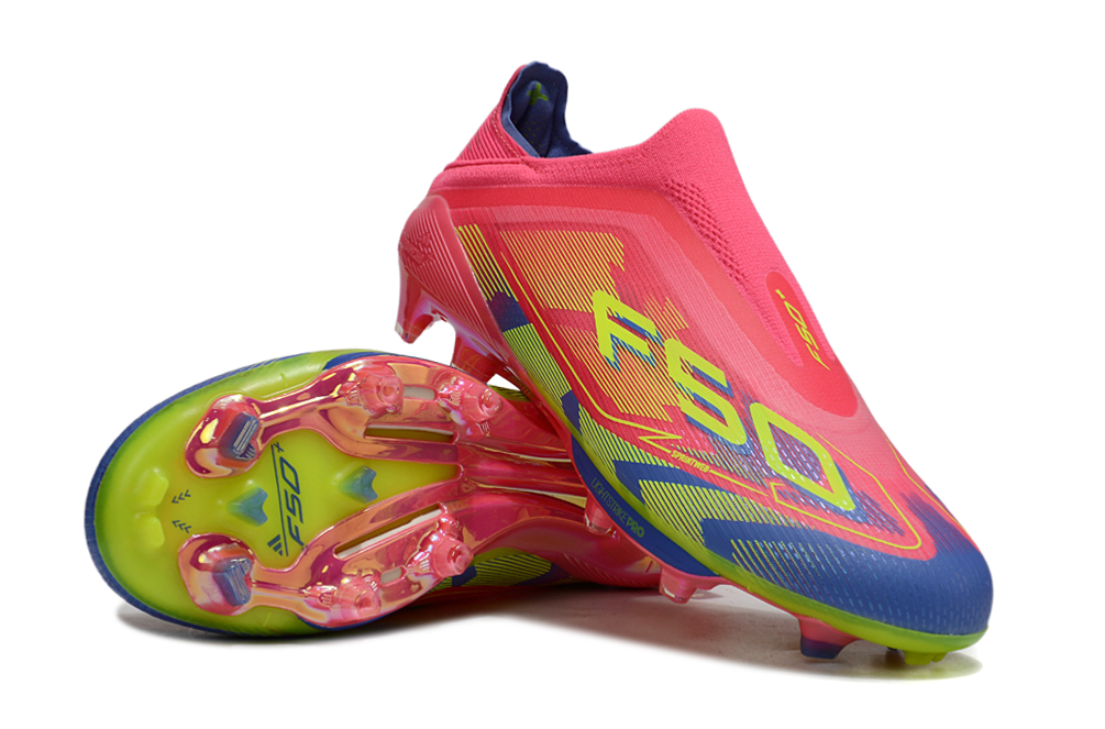 F50 Elite Laceless FG Mystic Victory - Lucid Pink/Lucid Lemon/Blue Fusion