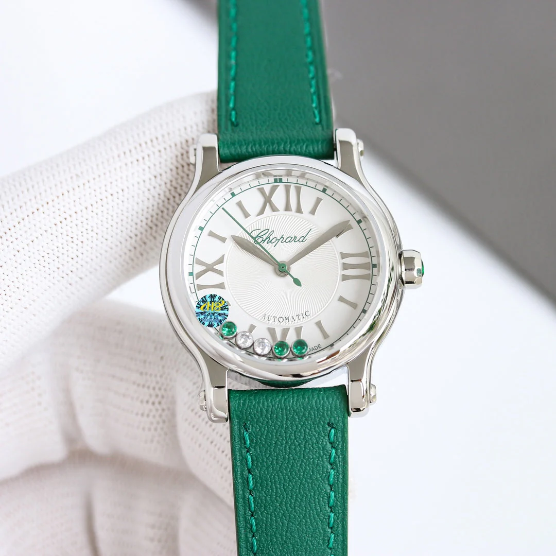 Chopard Watch Happy Diamond 33mm Green Silver White Dial