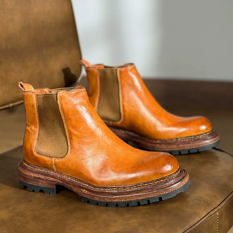 Autumn and winter handmade Goodyear Chelsea boots