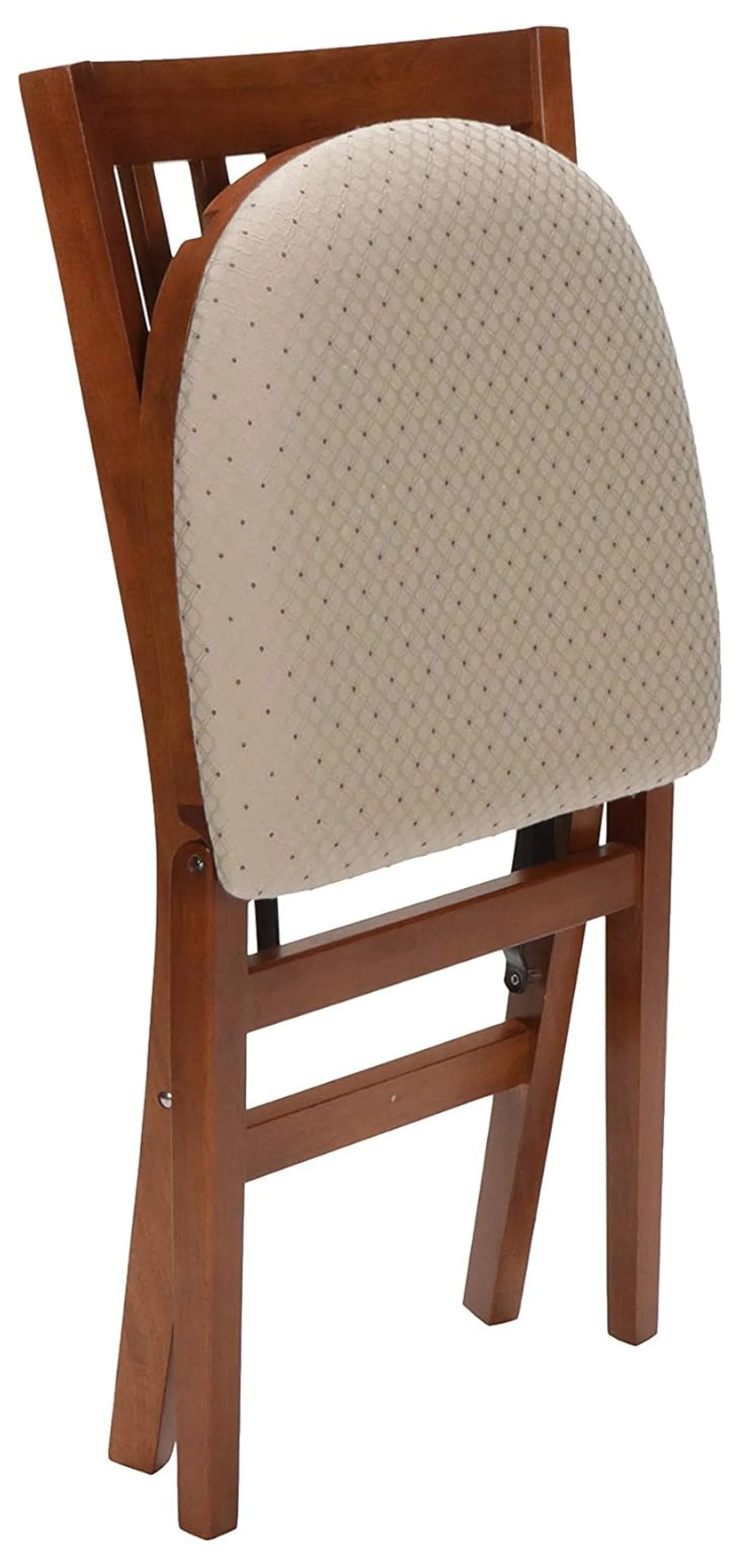 Stakmore Shaker Ladderback Premium Solid Wood Dining Table Folding Chair Set with Fabric Padded Upholstered Seat, Cherry (2 Pack)