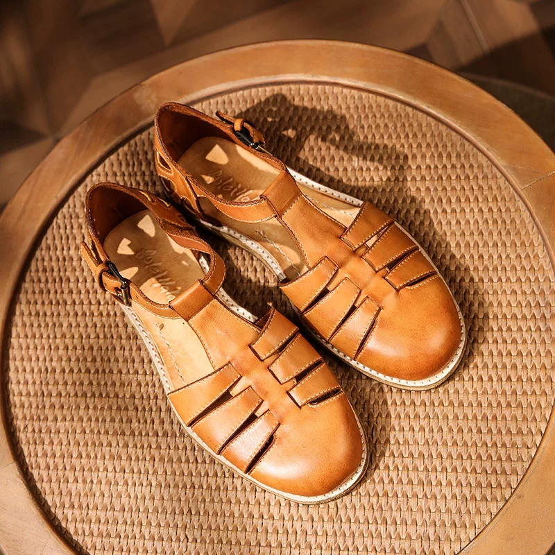 Hand-woven bag head Roman sandals
