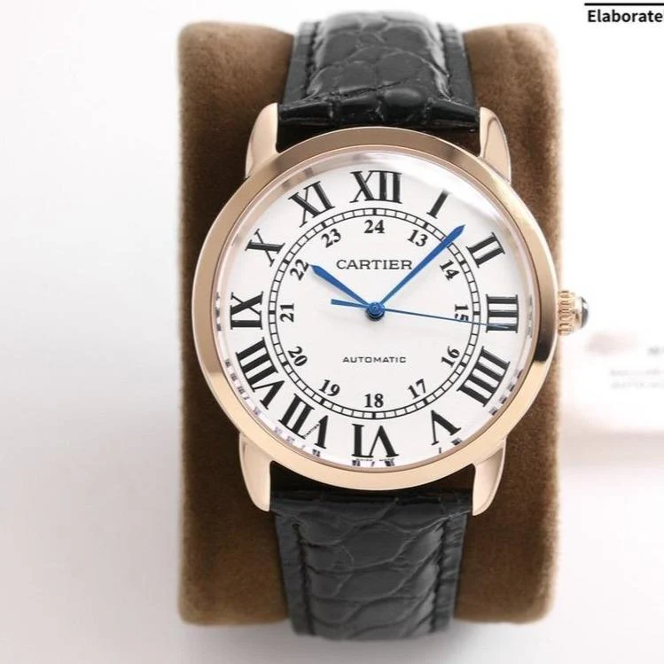 Cartier Watch RONDE SOLO DE CARTIE WHITE DIAL BLACK LEATHER