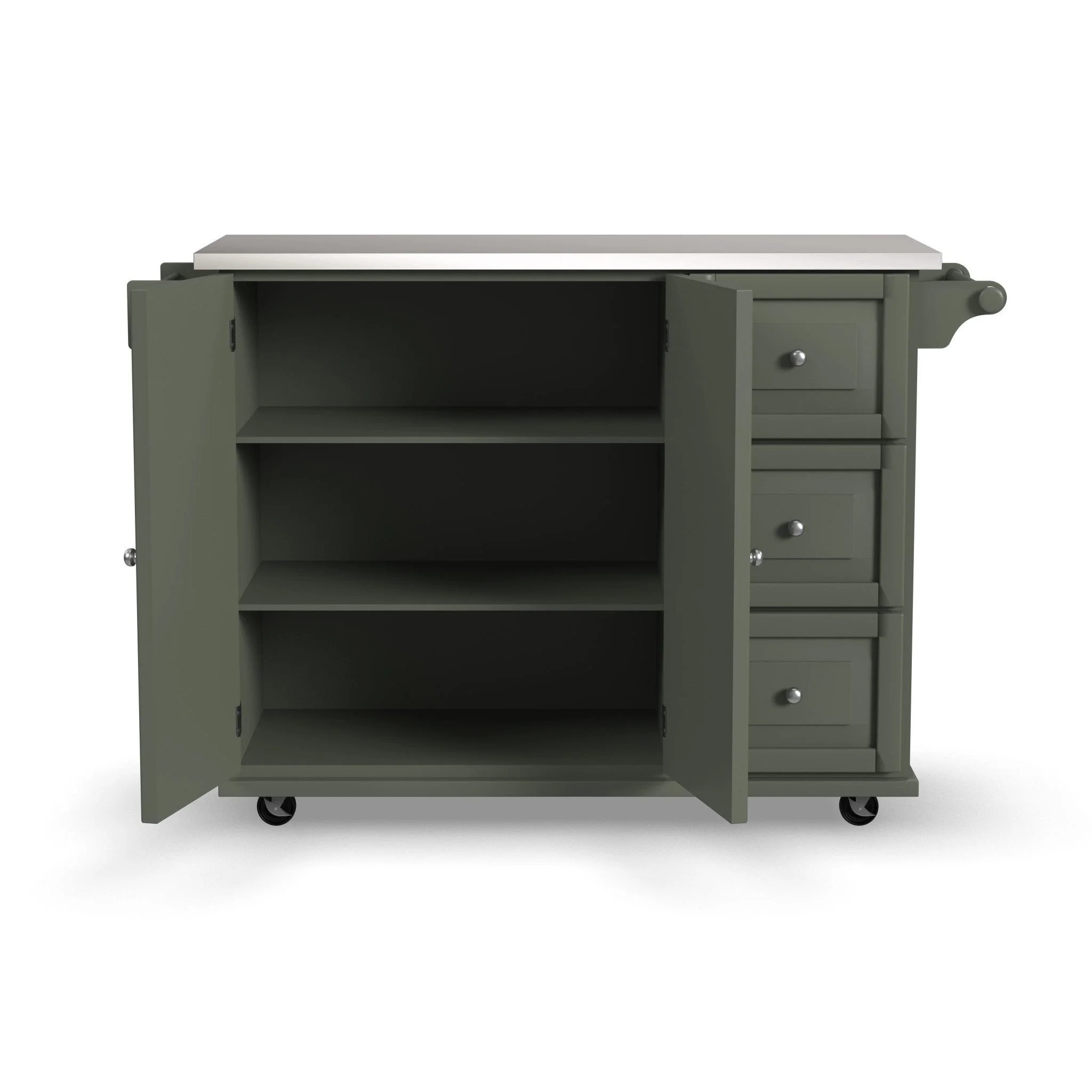 Homestyles Dolly Madison Engineered Wood Kitchen Cart in Sage Green/Nickel