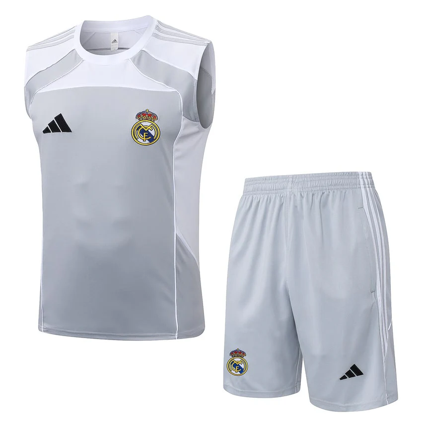 Real Madrid Tank Top Shorts Men 2025 2026 Grey White