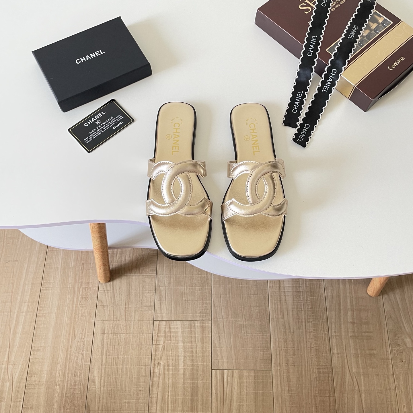 Chanel 26P Double C Openwork Flat Sandals