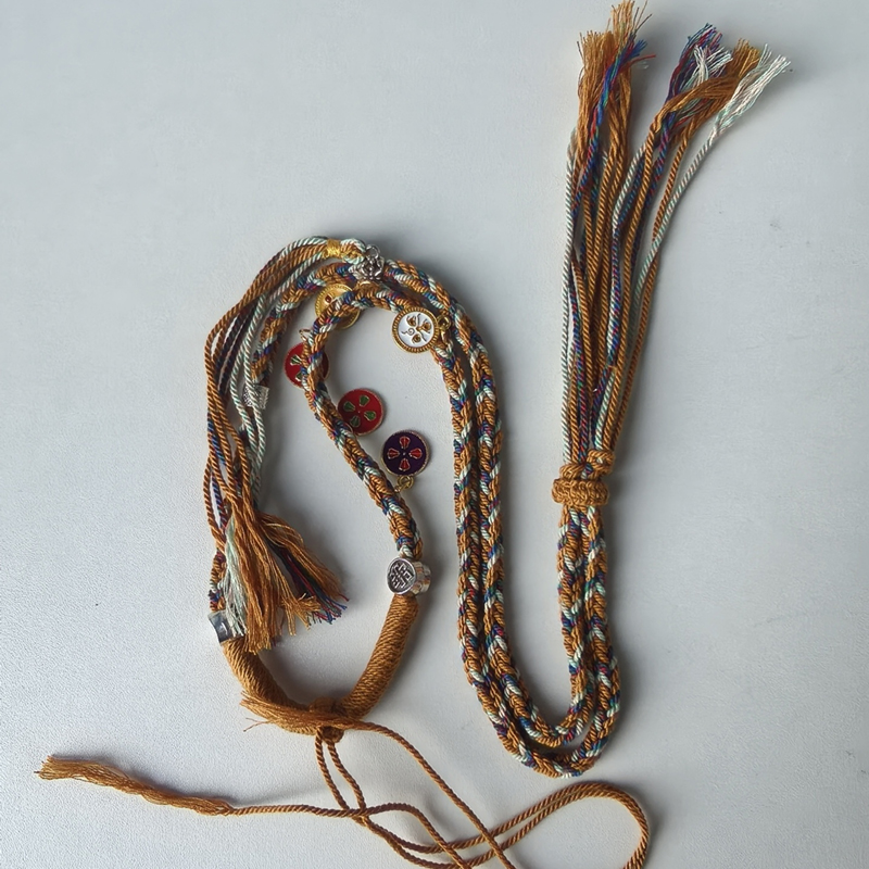 Hand-Painted Six-Armed Mahakala Pendant Necklace - Tibetan Buddhist Protector & Gold Frame • Multi-Armed Deity • Spiritual Armor Jewelry