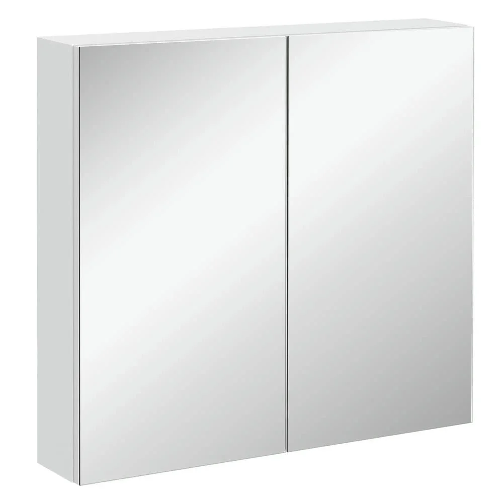 Spaco Bathroom Mirrored Cabinet with Double Doors, 24"x22" Steel Frame Medicine Cabinet, Wall-Mounted Storage Organizer, White