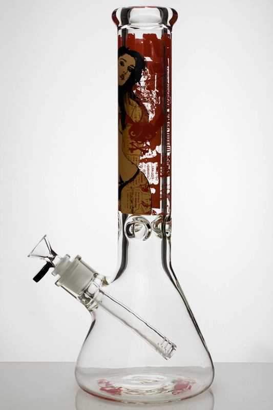 14 sexy girl cartoon heavy glass beaker water bong
