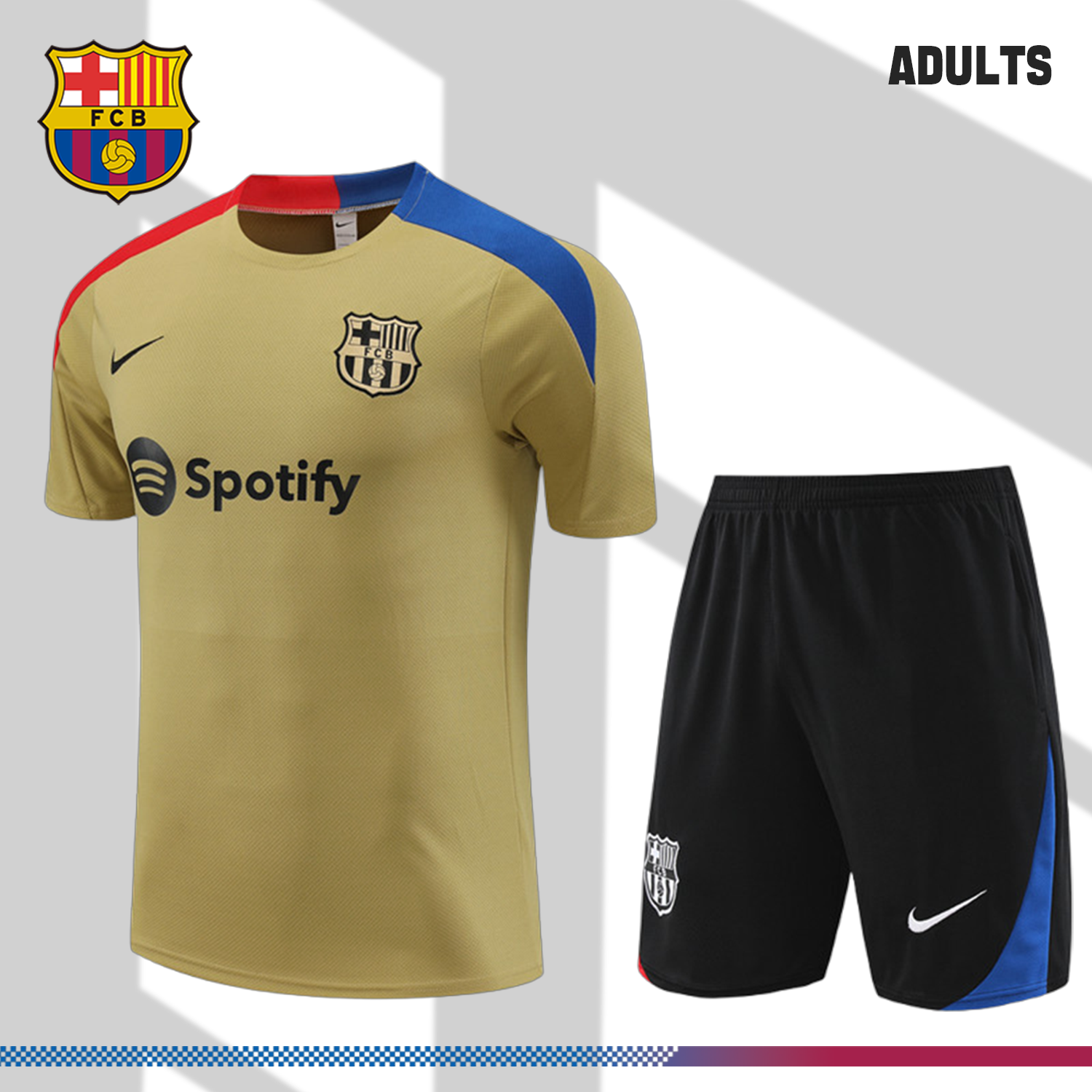 2024/2025 Barcelona short-sleeved gold training kit (Adult Kit)